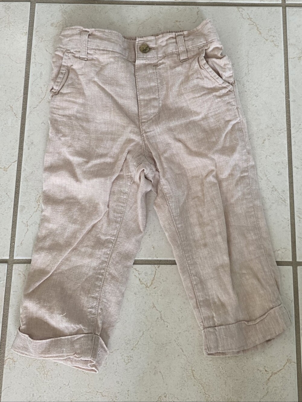 Janie and Jack Light Khaki Linen-Blend Casual Pants
